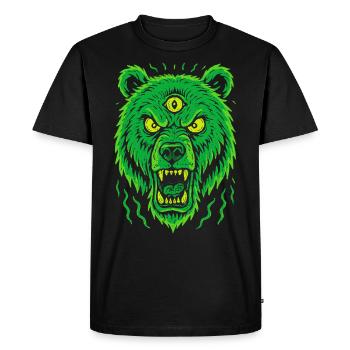 Wild bear with third eye neon style - Men's Premium Organic T-Shirt - black - Front - Nico (187cm)