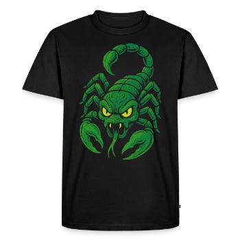 Scorpion vert vénéneux dans le style bande dessinée - T-shirt Premium bio Homme - noir - Devant - Nico (187cm)