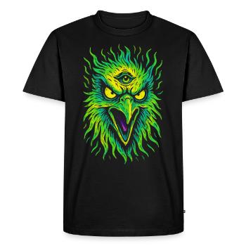 Psycho Bird avec troisième œil Neon Eagle - T-shirt Premium bio Homme - noir - Devant - Nico (187cm)