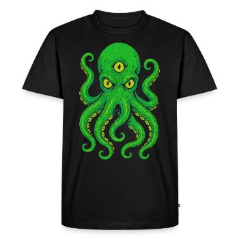 Tentacule Pieuvre avec Néon Troisième Oeil - T-shirt Premium bio Homme - noir - Devant - Nico (187cm)