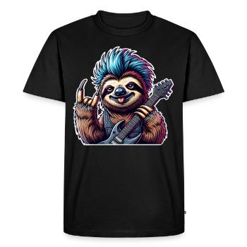 Sloth Rock and Roll Guitarist - Men's Premium Organic T-Shirt - black - Front - Nico (187cm)