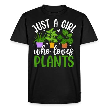 JUSTE UNE FILLE QUI AIME LES PLANTES - T-shirt Premium bio Homme - noir - Devant - Nico (187cm)