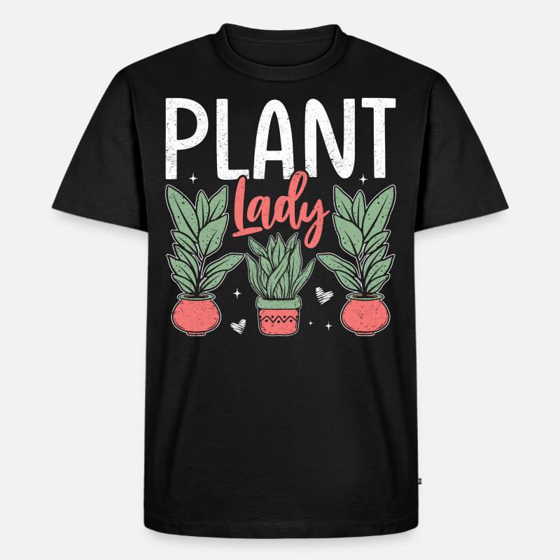 Plant Lady - Männer Premium Bio T-Shirt - Schwarz