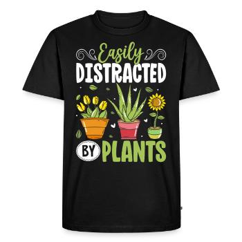 Facilement distrait par les plantes - T-shirt Premium bio Homme - noir - Devant - Nico (187cm)