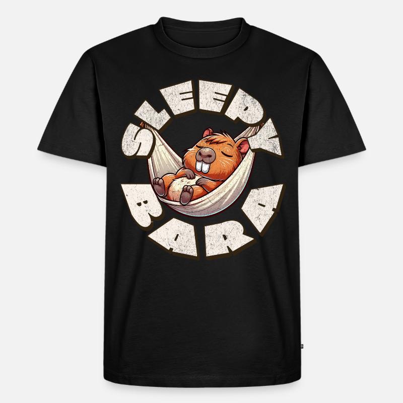 Capybara Sleepybara - Männer Premium Bio T-Shirt - Schwarz