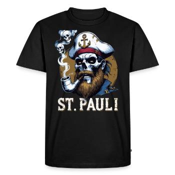 St.Pauli Kiez Hamburg Totenkopf Sankt Pauli - Men's Premium Organic T-Shirt - black - Front - Nico (187cm)