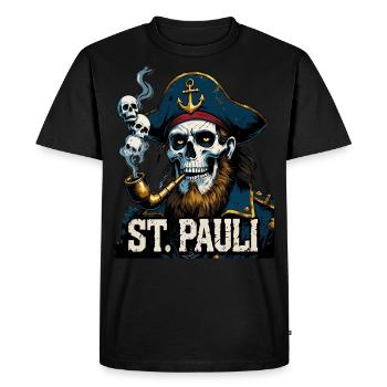 St.Pauli Kiez Hamburg Totenkopf Sankt Pauli - Men's Premium Organic T-Shirt - black - Front - Nico (187cm)