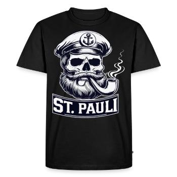 St.Pauli Kiez Hamburg Totenkopf Sankt Pauli - Men's Premium Organic T-Shirt - black - Front - Nico (187cm)