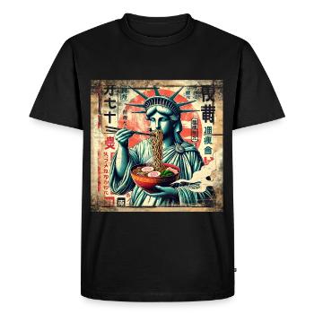 Ramen Statue de la Liberté Grunge Poster Style - T-shirt Premium bio Homme - noir - Devant - Nico (187cm)