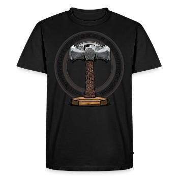 Viking Hammer Warrior Valhalla Runic Circle Thor - Men's Premium Organic T-Shirt - black - Front - Nico (187cm)