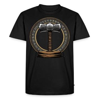 Viking Hammer Warrior Valhalla Runic Circle Thor - Men's Premium Organic T-Shirt - black - Front - Nico (187cm)