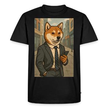 Business Shiba Funny Dog in Suit - Men's Premium Organic T-Shirt - black - Front - Nico (187cm)