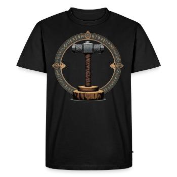 Viking Hammer Warrior Valhalla Runic Circle Thor - Men's Premium Organic T-Shirt - black - Front - Nico (187cm)