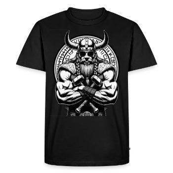Mythologie nordique Viking Guerrier Valhalla - T-shirt Premium bio Homme - noir - Devant - Nico (187cm)