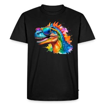 Dinosaur, LGTB, Rainbow, Sunglasses, Colorful - Men's Premium Organic T-Shirt - black - Front - Nico (187cm)