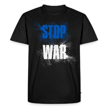 STOP WAR – NO WAR – PEACE – National Colors Israel - Men's Premium Organic T-Shirt - black - Front - Nico (187cm)