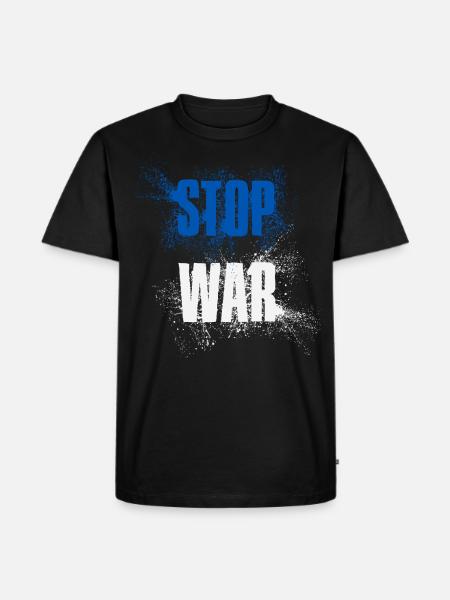STOP OORLOG – GEEN OORLOG – VREDE – Nationale Kleuren Israël - Mannen Premium Bio T-shirt - zwart