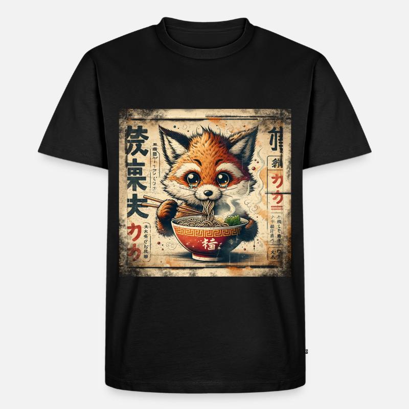 Fuchs Ramen - Männer Premium Bio T-Shirt - Schwarz