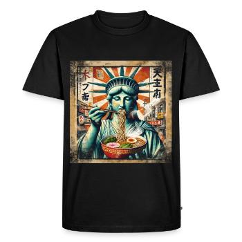 Statue de la Liberté Ramen - T-shirt Premium bio Homme - noir - Devant - Nico (187cm)