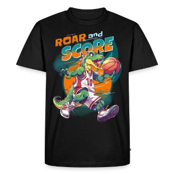 Basketball Dinosaur T-Rex Basketball Player - Men's Premium Organic T-Shirt - black - Front - Nico (187cm)