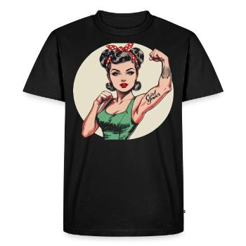 Rockabilly Fille Vintage Rétro Girl Power Femme - T-shirt Premium bio Homme - noir - Devant - Nico (187cm)