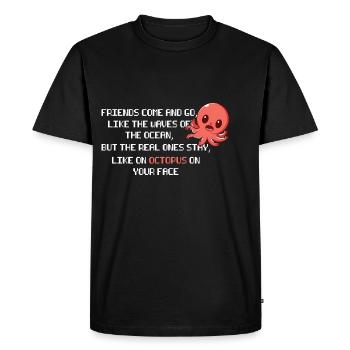 Octopus Face Funny Friendly and Funny Gift - Men's Premium Organic T-Shirt - black - Front - Nico (187cm)
