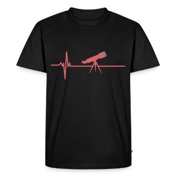 Telescope Heartbeat - Space Planets Stars Sky View - Men's Premium Organic T-Shirt - black - Front - Nico (187cm)