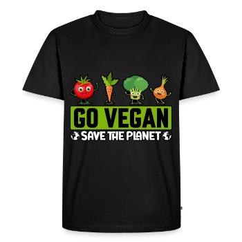 Devenez végétalien, sauvez la planète - T-shirt Premium bio Homme - noir - Devant - Nico (187cm)
