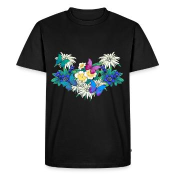 Early Spring Season Flowers Butterflies - Men's Premium Organic T-Shirt - black - Front - Nico (187cm)