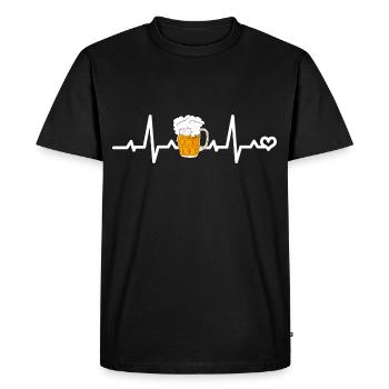Beer Heart Line - Men's Premium Organic T-Shirt - black - Front - Nico (187cm)