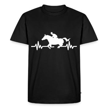 Heartbeat Horse Stallion Jument Ross Polo - T-shirt Premium bio Homme - noir - Devant - Nico (187cm)