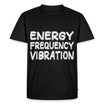 Energy Frequency Vibration Text Art - Men's Premium Organic T-Shirt - black - Front - Nico (187cm)
