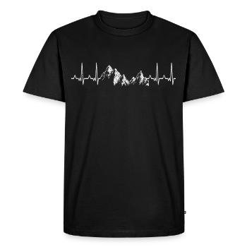 Berge Herzschlag Natur Geschenk Outdoor Wandern - Männer Premium Bio T-Shirt - Schwarz - Vorne - Nico (187cm)