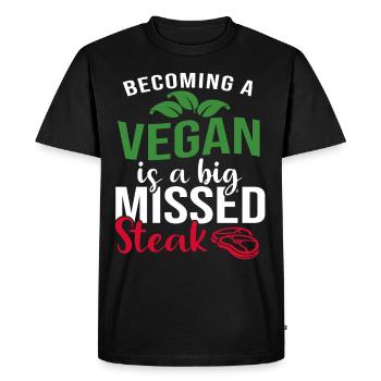 Les végétaliens végétaliens deviennent drôles en disant - T-shirt Premium bio Homme - noir - Devant - Nico (187cm)