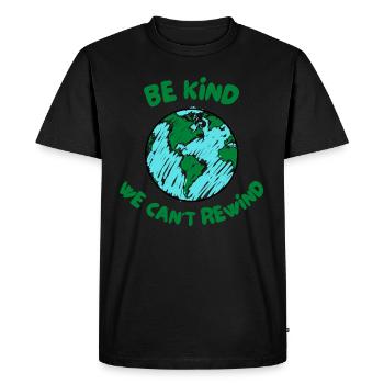BE KIND WE CANT REWIND - Men's Premium Organic T-Shirt - black - Front - Nico (187cm)