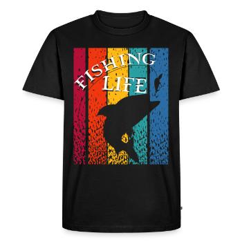 Pêche Pêcheur Poisson Pêche Vie Hobby Nature - T-shirt Premium bio Homme - noir - Devant - Nico (187cm)