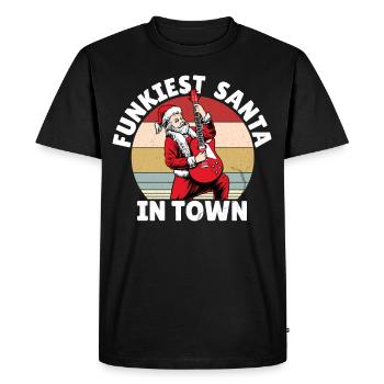 Le Père Noël le plus funky de la ville - T-shirt Premium bio Homme - noir - Devant - Nico (187cm)