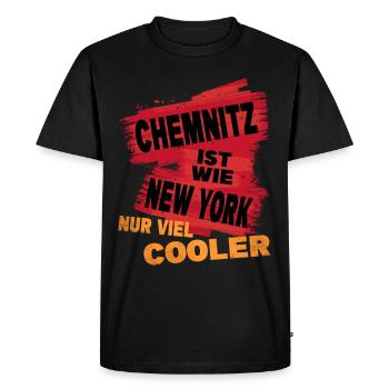 Chemnitz, en Allemagne, le dicton de la ville, c’est comme New York - T-shirt Premium bio Homme - noir - Devant - Nico (187cm)