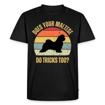 Does Your Maltese Do Tricks Too - Men's Premium Organic T-Shirt - black - Front - Nico (187cm)
