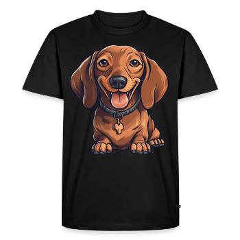 Dachshund Teckel Dog Breed Illustration Puppy Picture - Men's Premium Organic T-Shirt - black - Front - Nico (187cm)