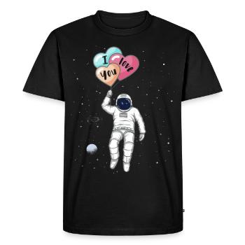 Astronaute, Je t’aime, ballons cardiaques - T-shirt Premium bio Homme - noir - Devant - Nico (187cm)
