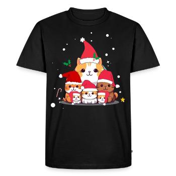Drôles de chats de Noël - T-shirt Premium bio Homme - noir - Devant - Nico (187cm)