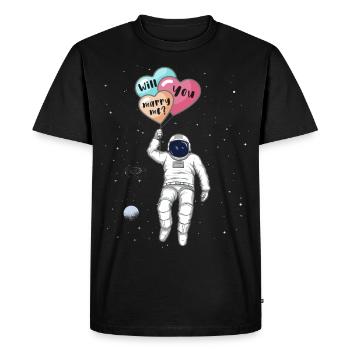 Est-ce que tu m’épouses, astronaute dans l’espace - T-shirt Premium bio Homme - noir - Devant - Nico (187cm)