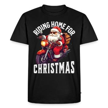 Père Noël Lunettes de soleil moto Noël - T-shirt Premium bio Homme - noir - Devant - Nico (187cm)