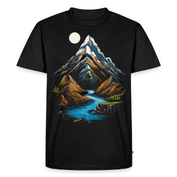 Mountain peaks in the moonlight - Men's Premium Organic T-Shirt - black - Front - Nico (187cm)