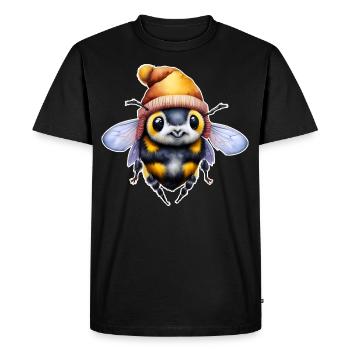 Cool winter bee with hat and scarf - Men's Premium Organic T-Shirt - black - Front - Nico (187cm)