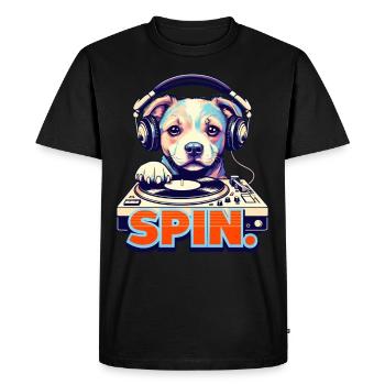 Cute Dog DJ 90s Retro Disco Style - Men's Premium Organic T-Shirt - black - Front - Nico (187cm)