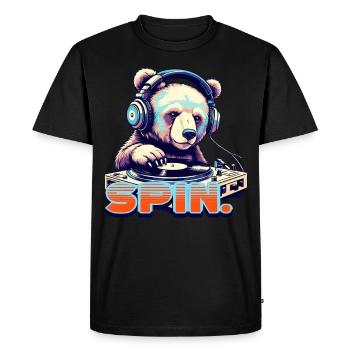 Funny Bear DJ 90s Retro Disco Style - Men's Premium Organic T-Shirt - black - Front - Nico (187cm)