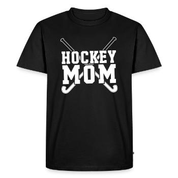 Maman de hockey – Fière maman de hockey sur gazon - T-shirt Premium bio Homme - noir - Devant - Nico (187cm)