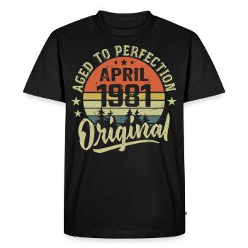 April 1981 Birthday - April 1981 Gift Idea - Men's Premium Organic T-Shirt - black - Front - Nico (187cm)